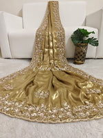 Gold Designer Shimmer Crepe Silk Saree