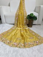 Yellow Designer Shimmer Organza Saree