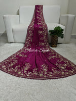 Magenta Royal Satin Organza Designer Saree