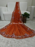 Orange Organza Designer Saree
