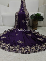 Nude Purple Organza Designer Saree