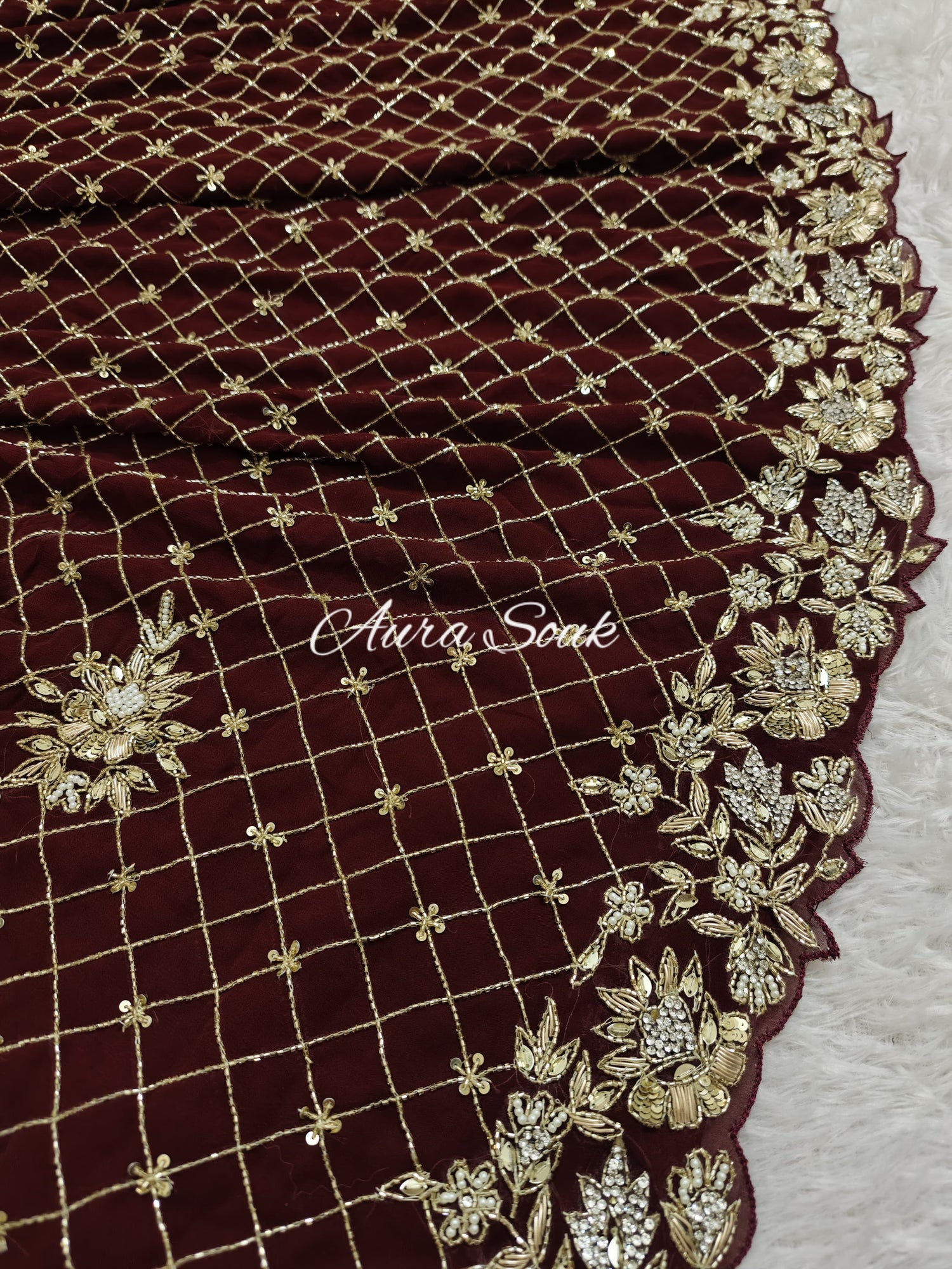 Maroon Designer Georgette Saree