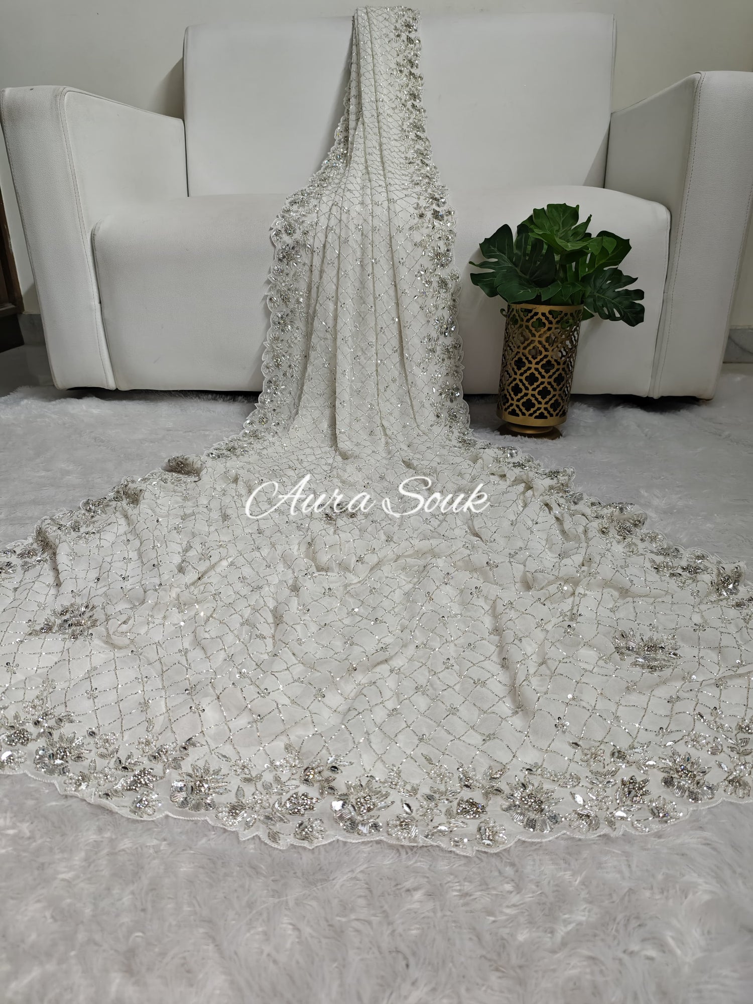 White Designer Georgette Saree