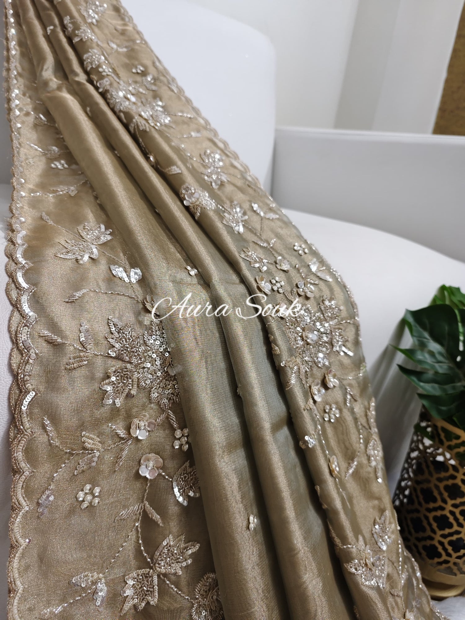 Gold Dual Toned Banarasi Tissue Designer Saree